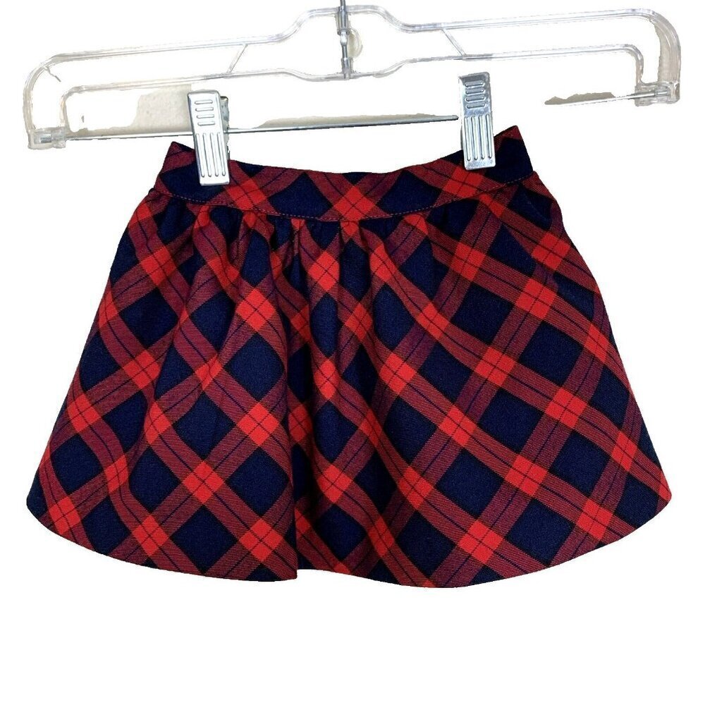 Janie & Jack Plaid Skirt Red Navy Blue Lined Holiday Christmas‎ Girls 3-6 Months